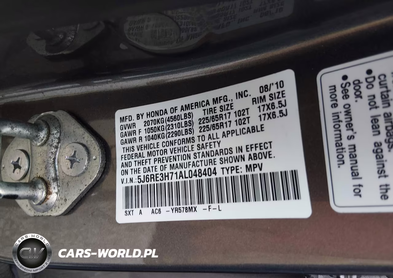 2010 Honda Cr-V Ex-L VIN:5J6RE3H71AL048404 - 9