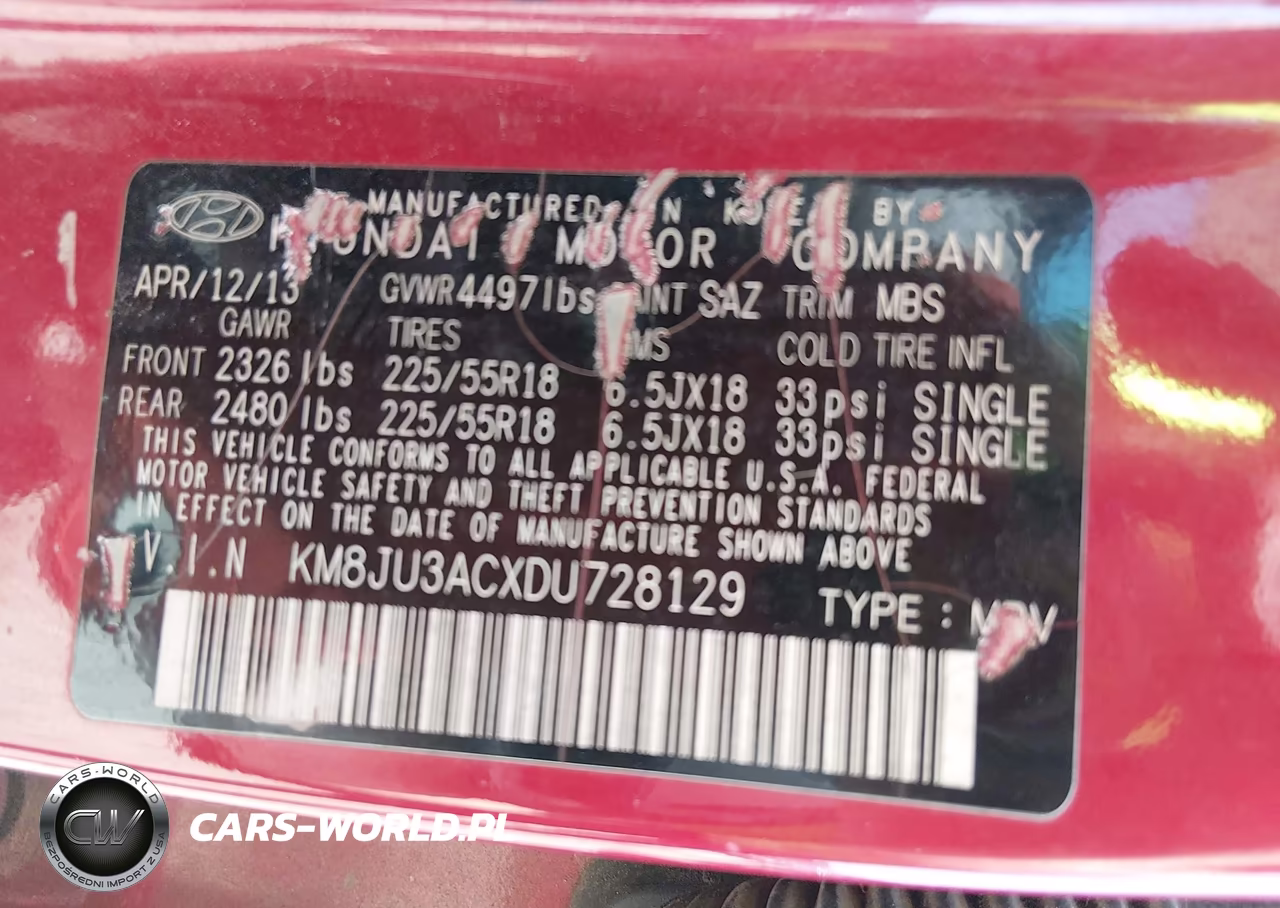 2013 Hyundai Tucson Limited VIN:KM8JU3ACXDU728129 - 9