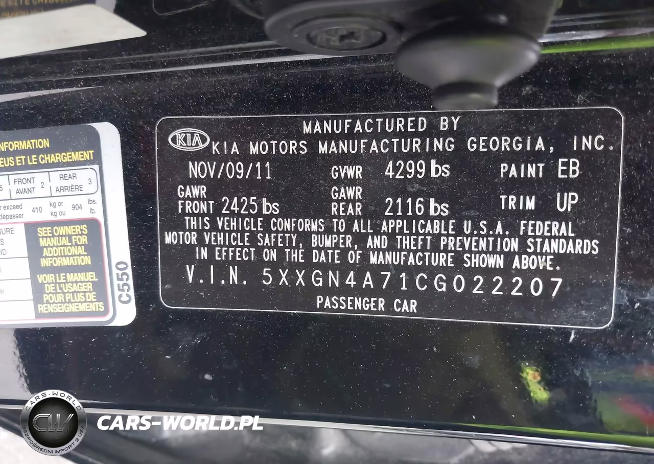 2012 Kia Optima Ex VIN:5XXGN4A71CG022207 - 9