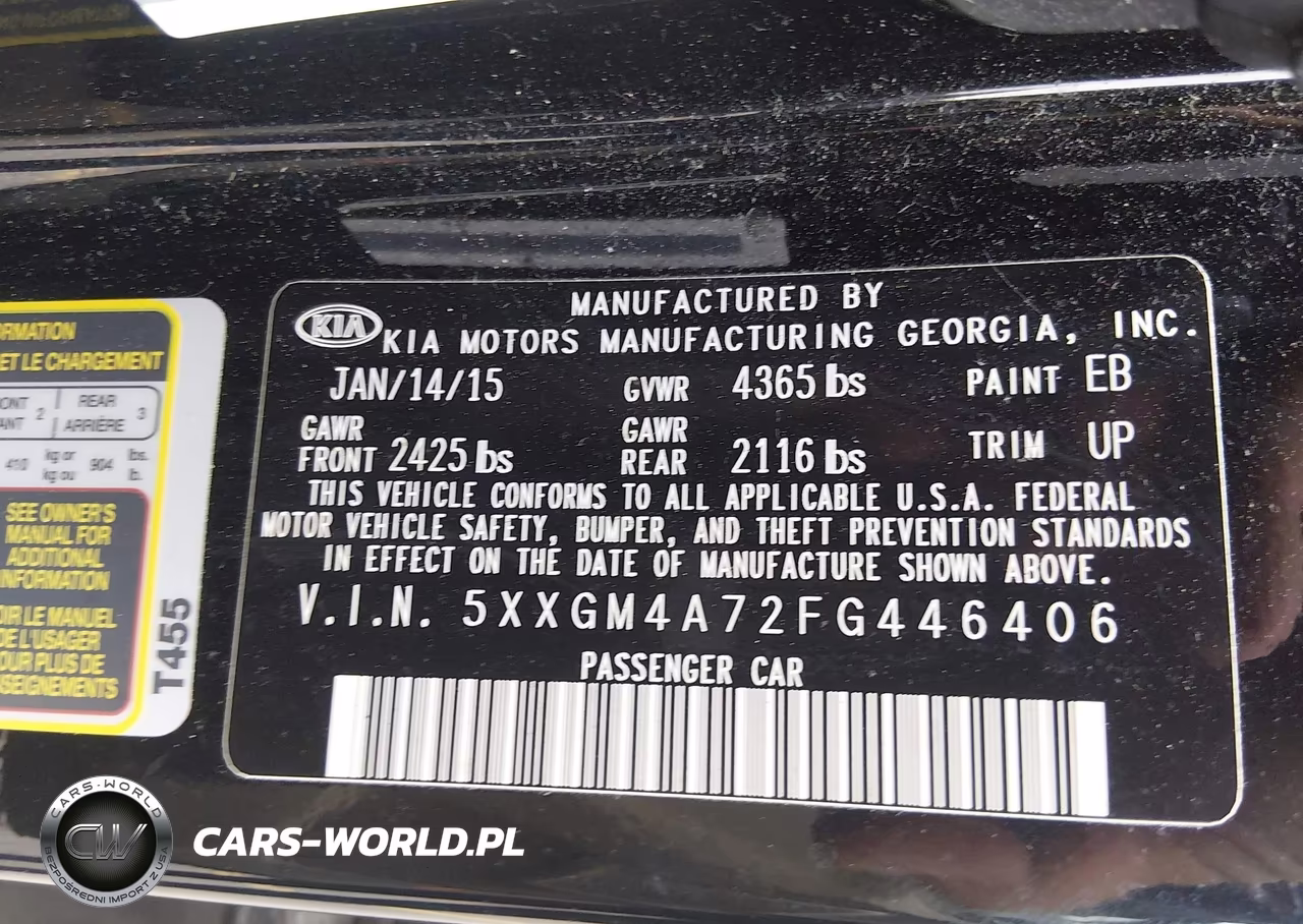 2015 Kia Optima Lx VIN:5XXGM4A72FG446406 - 9