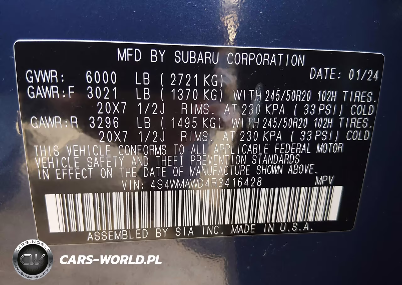 2024 Subaru Ascent Touring 7-Passenger VIN:4S4WMAWD4R3416428 - 9