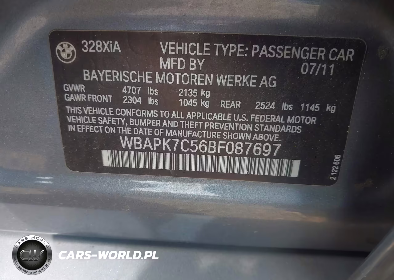 2011 BMW 328I xDrive VIN:WBAPK7C56BF087697 - 9