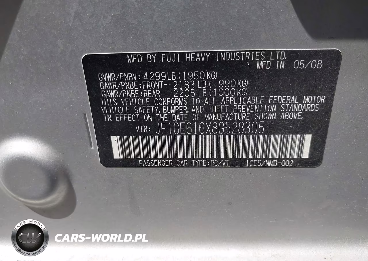 2008 Subaru Impreza (Natl) I W-Premium Pkg VIN:JF1GE616X8G528305 - 9