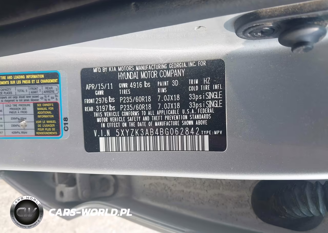 2011 Hyundai Santa Fe Limited VIN:5XYZK3AB4BG062842 - 9
