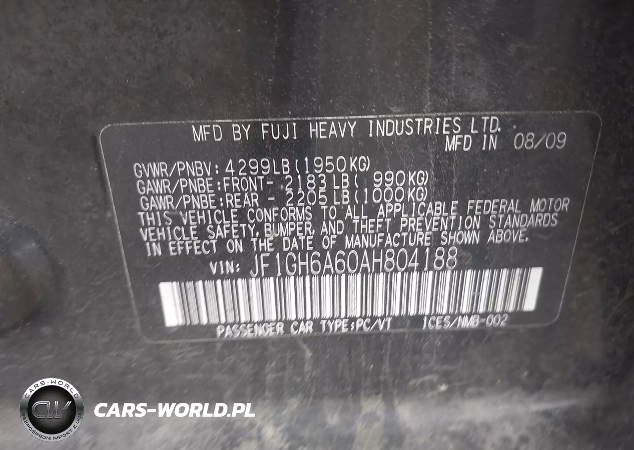 2010 Subaru Impreza 2.5I VIN:JF1GH6A60AH804188 - 9