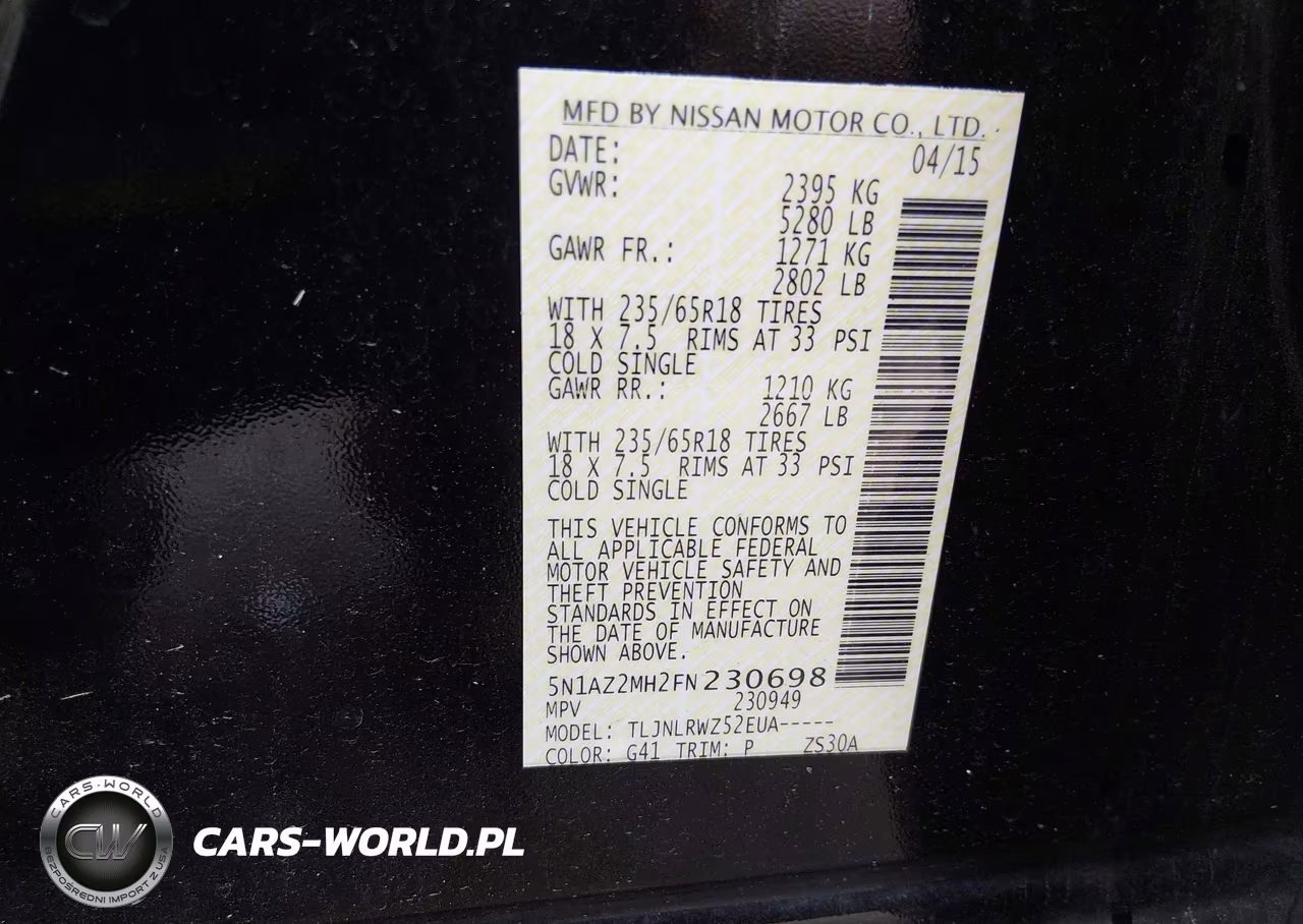 2015 Nissan Murano Sl VIN:5N1AZ2MH2FN230698 - 9