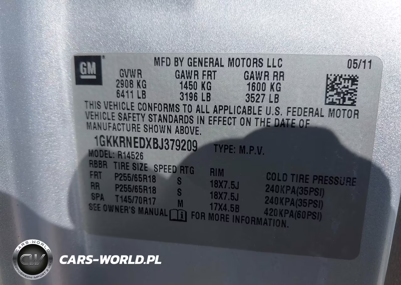 2011 GMC Acadia Sl VIN:1GKKRNEDXBJ379209 - 9