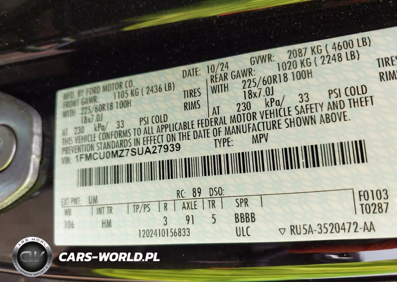 2025 Ford Escape St-Line VIN:1FMCU0MZ7SUA27939 - 9