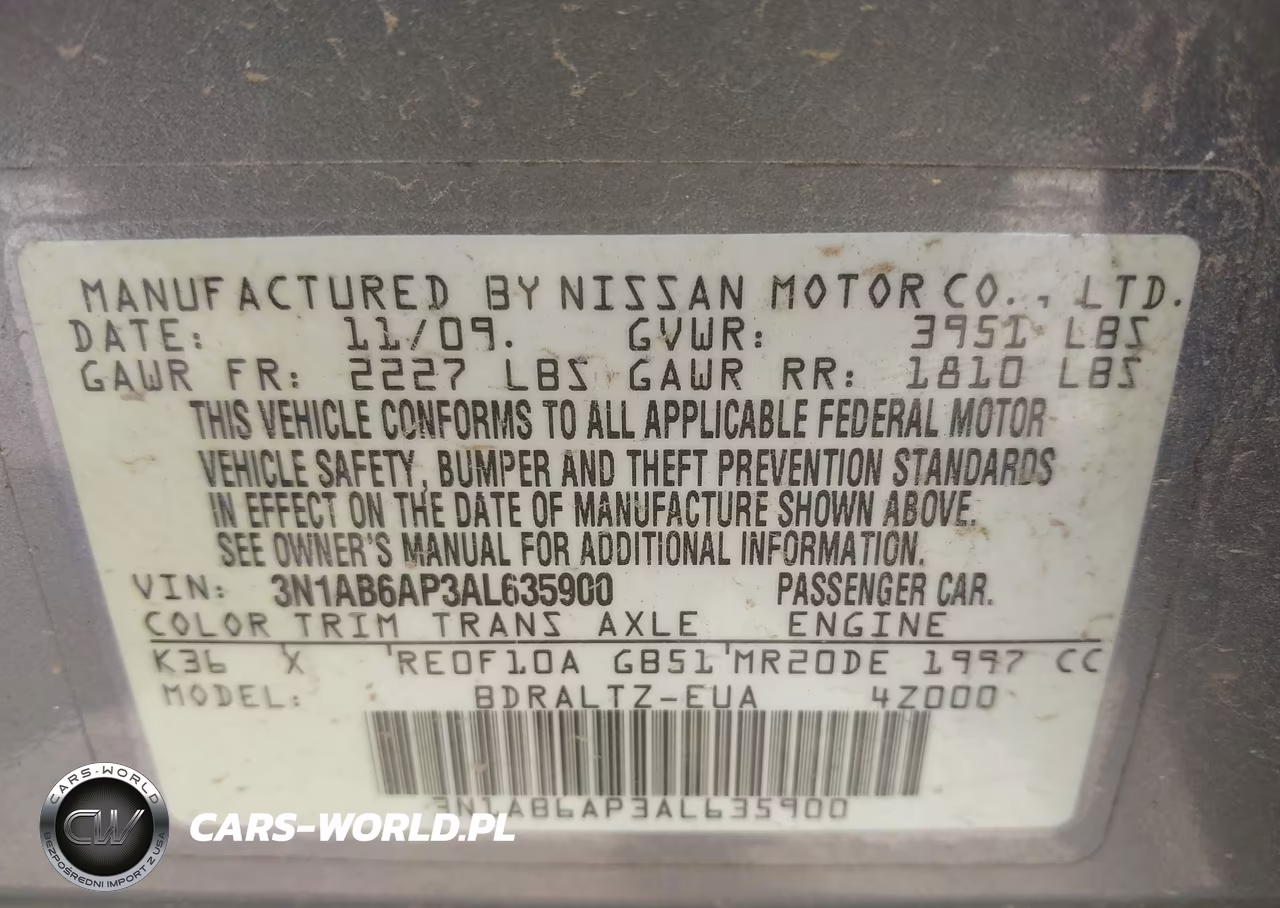 2010 Nissan Sentra 2.0S VIN:3N1AB6AP3AL635900 - 9