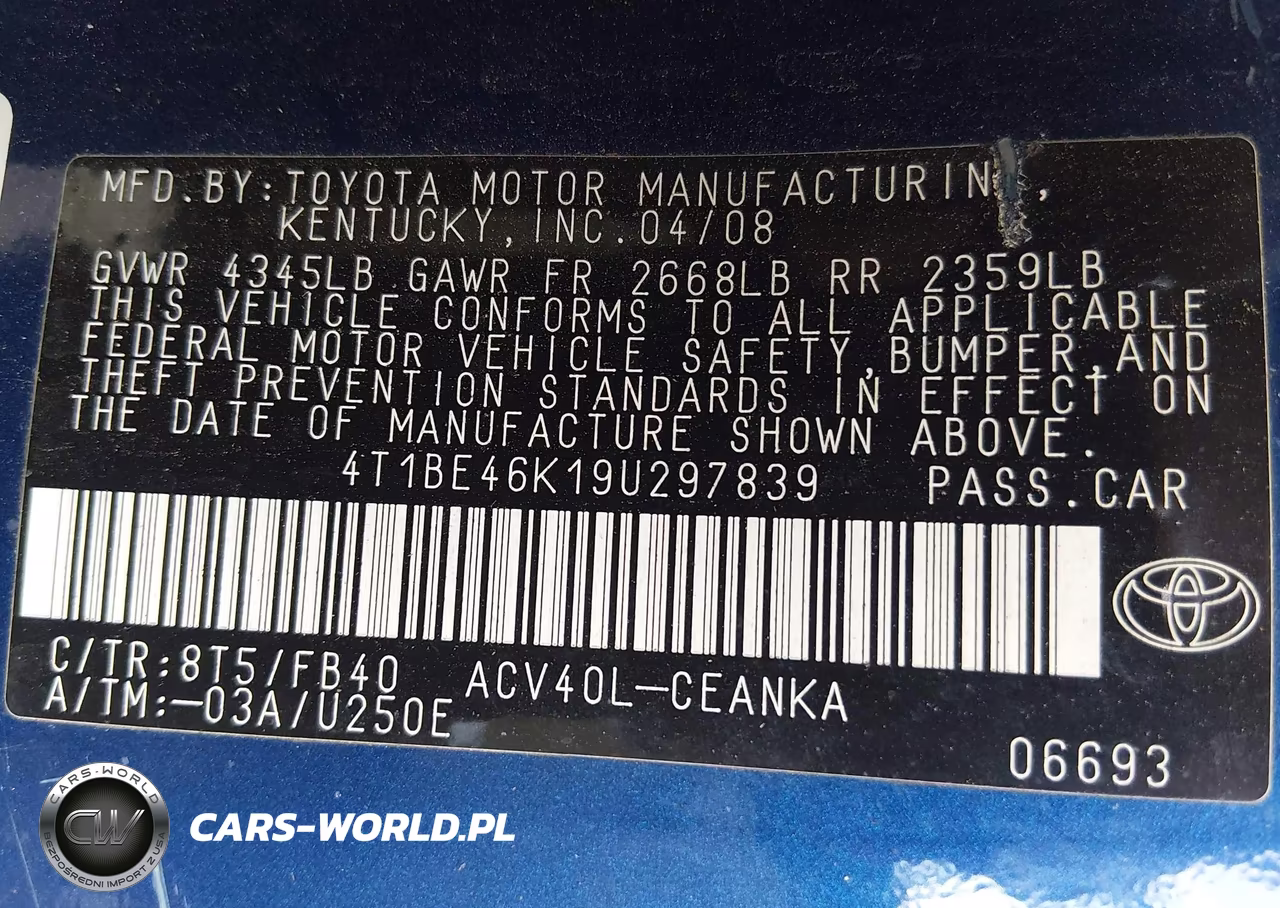 2009 Toyota Camry Le VIN:4T1BE46K19U297839 - 9