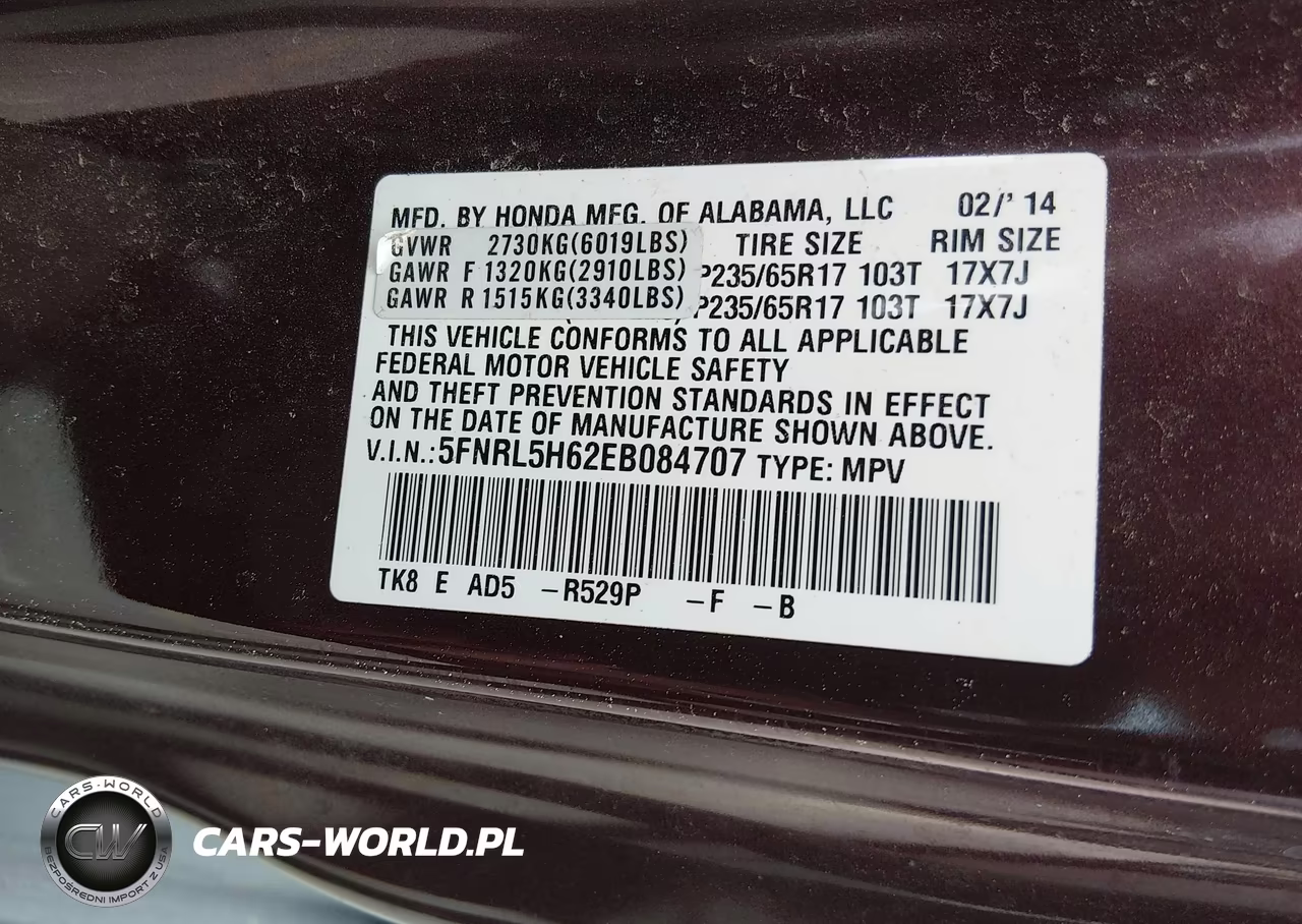 2014 Honda Odyssey Ex-L VIN:5FNRL5H62EB084707 - 9