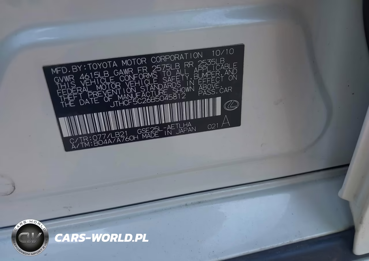 2011 Lexus Is 250 VIN:JTHCF5C26B5045812 - 9