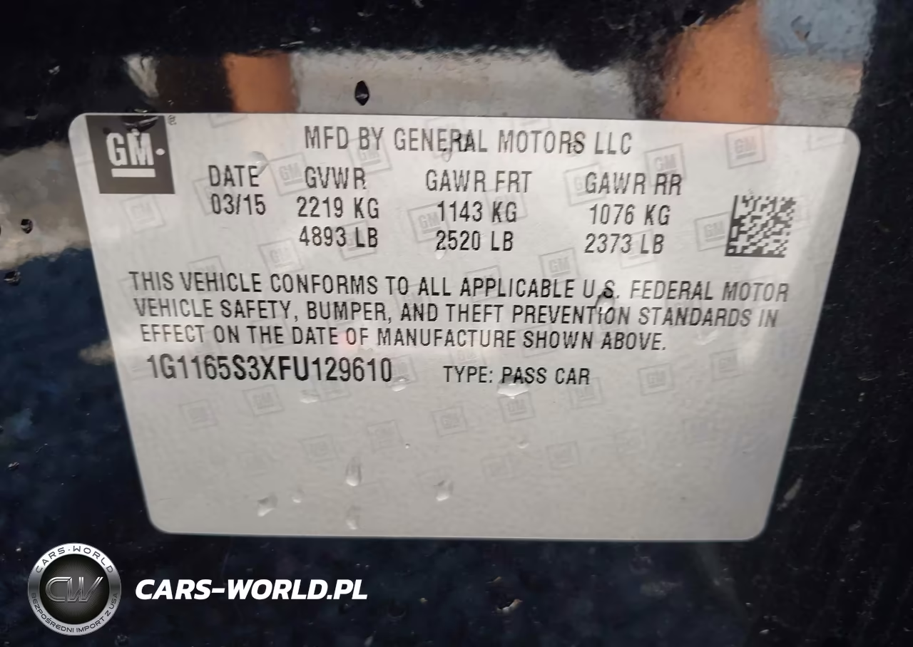 2015 Chevrolet Impala 2Lz VIN:1G1165S3XFU129610 - 9