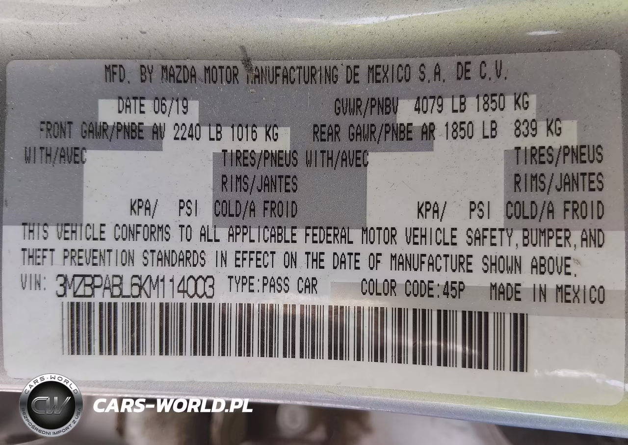 2019 Mazda Mazda3 VIN:3MZBPABL6KM114003 - 9