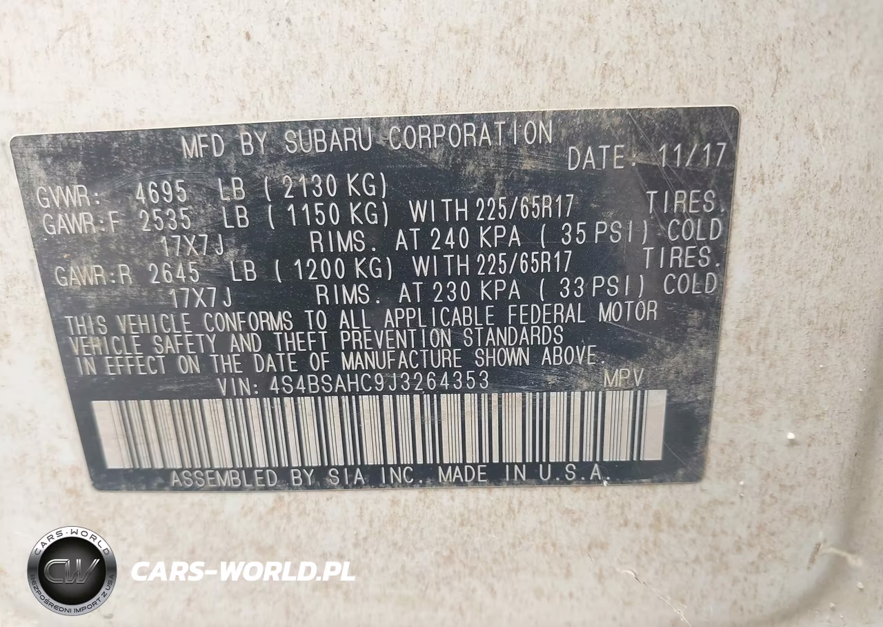 2018 Subaru Outback 2.5I Premium VIN:4S4BSAHC9J3264353 - 9