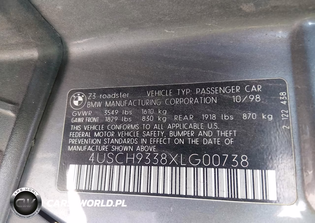 1999 BMW Z3 2.3 VIN:4USCH9338XLG00738 - 9