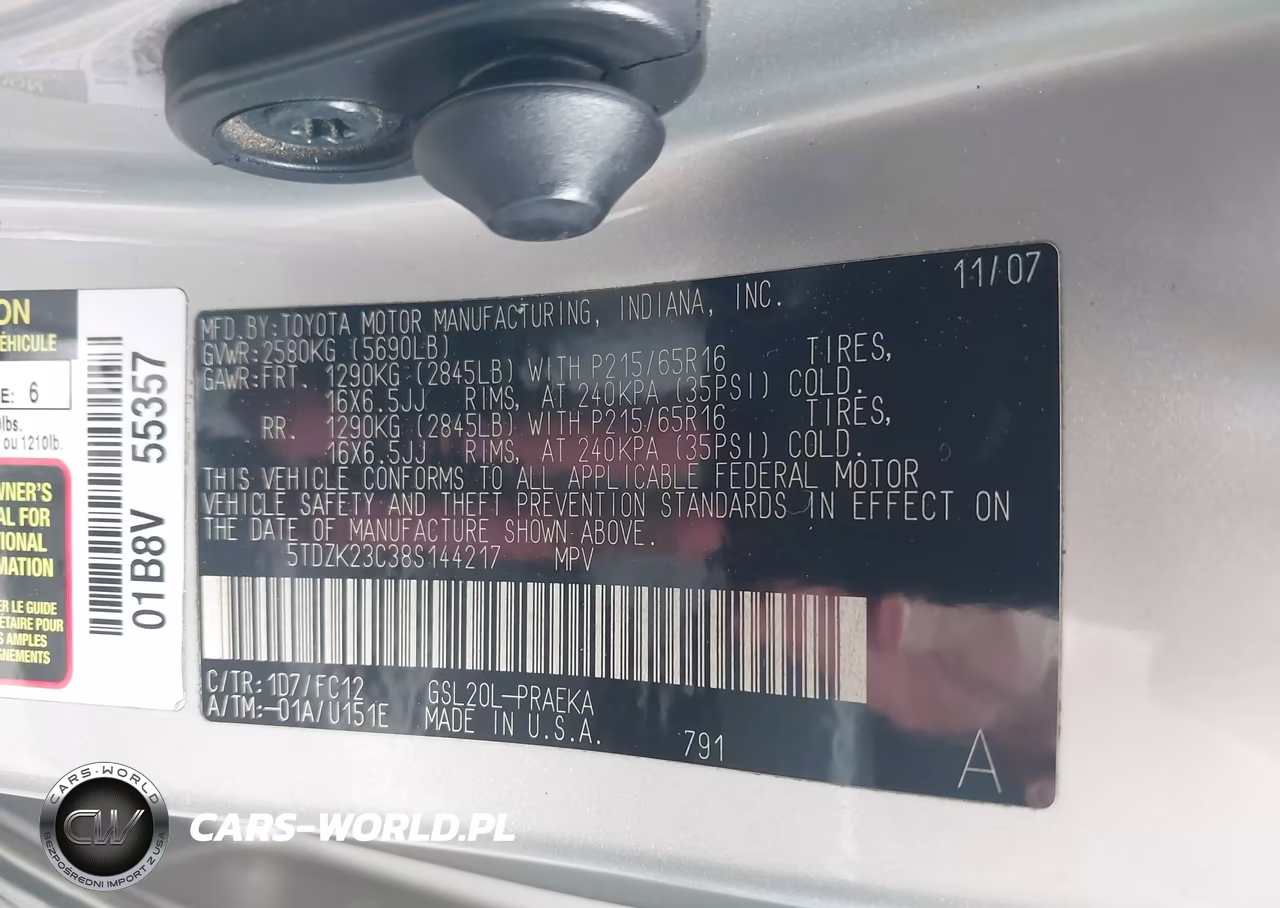 2008 Toyota Sienna Le VIN:5TDZK23C38S144217 - 9