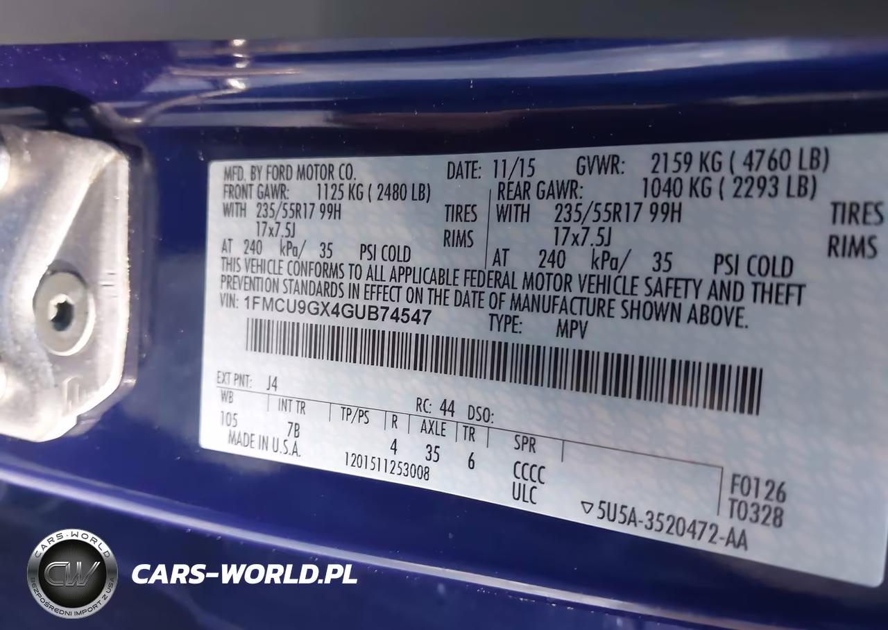 2016 Ford Escape Se VIN:1FMCU9GX4GUB74547 - 9