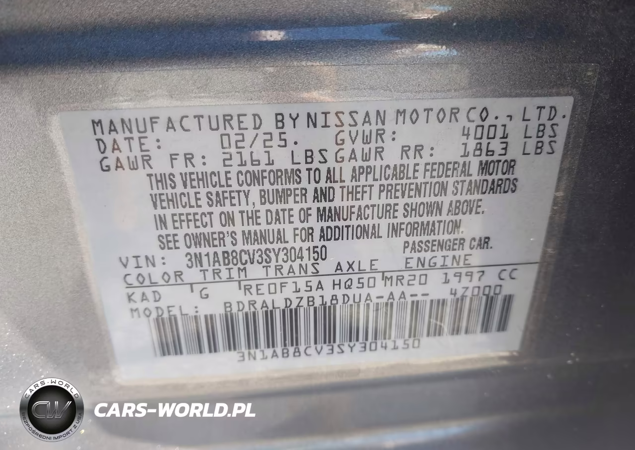 2025 Nissan Sentra Sv VIN:3N1AB8CV3SY304150 - 9