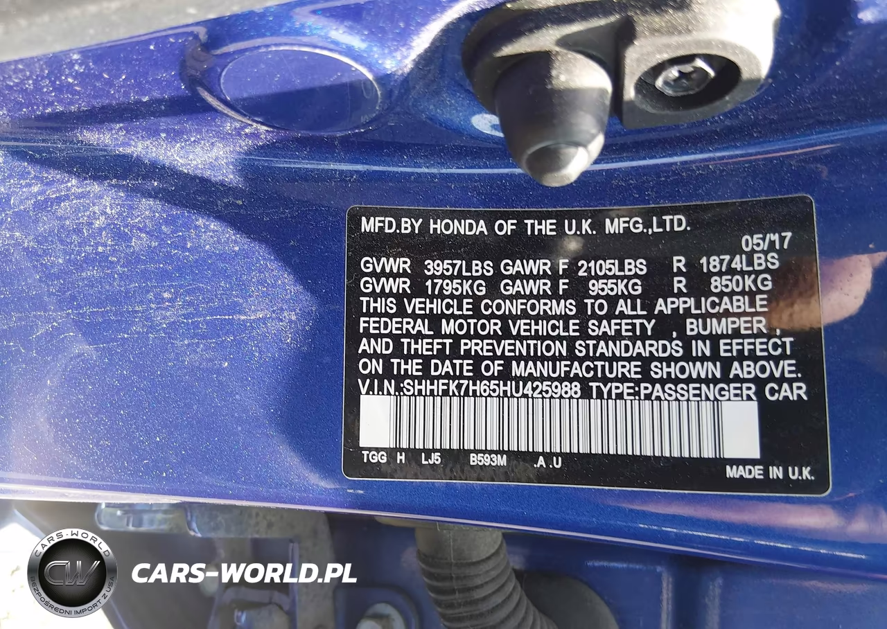 2017 Honda Civic Ex VIN:SHHFK7H65HU425988 - 9