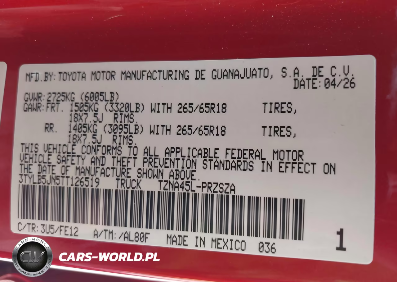 2026 Toyota Tacoma Trd Sport VIN:3TYLB5JN5TT126519 - 9