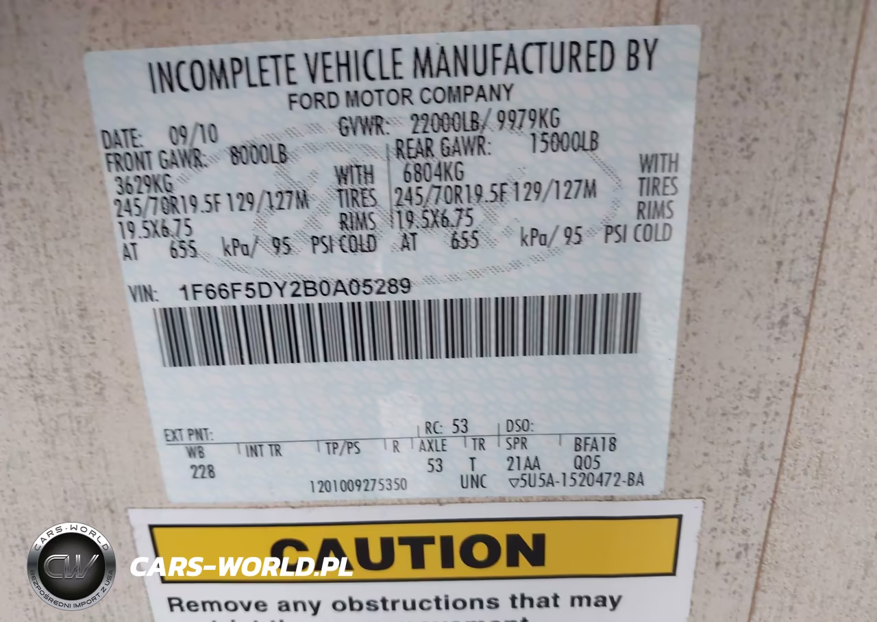 2011 Ford F53 VIN:1F66F5DY2B0A05289 - 9