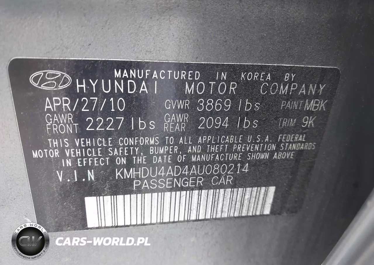 2010 Hyundai Elantra Gls VIN:KMHDU4AD4AU080214 - 9