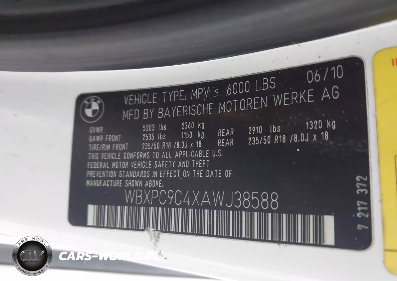2010 BMW X3 xDrive30I VIN:WBXPC9C4XAWJ38588 - 9