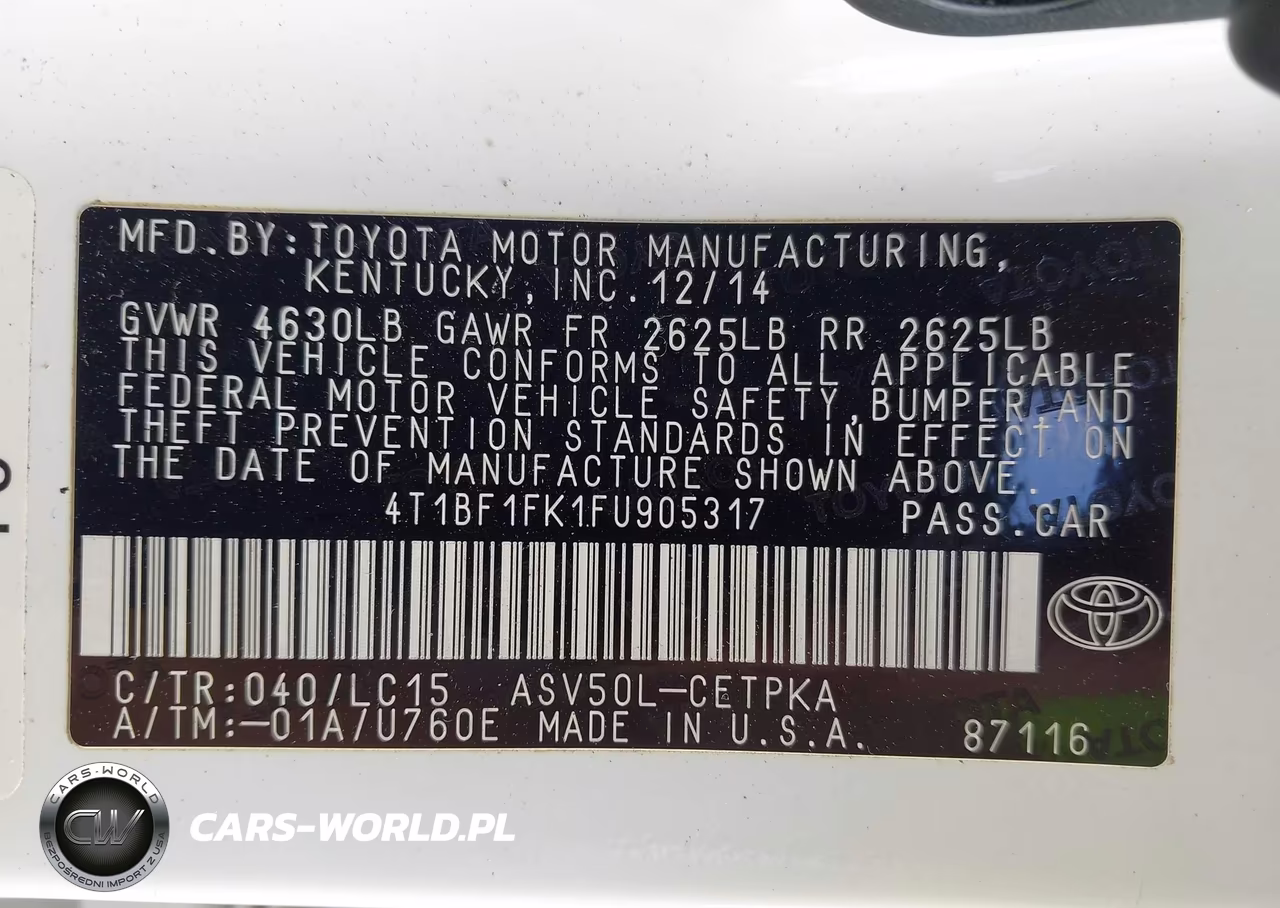 2015 Toyota Camry Xse VIN:4T1BF1FK1FU905317 - 9