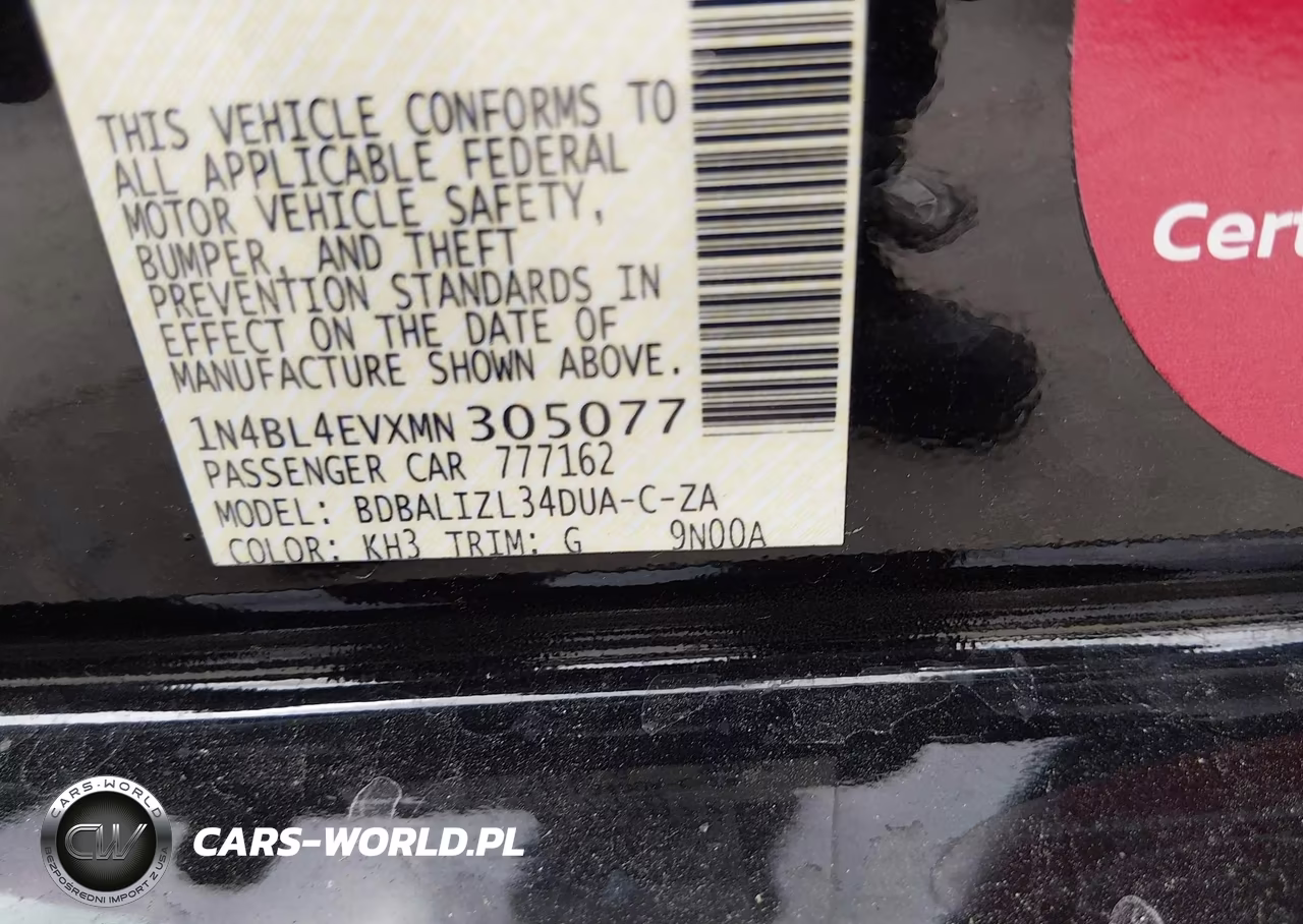 2021 Nissan Altima Sl Fwd VIN:1N4BL4EVXMN305077 - 9