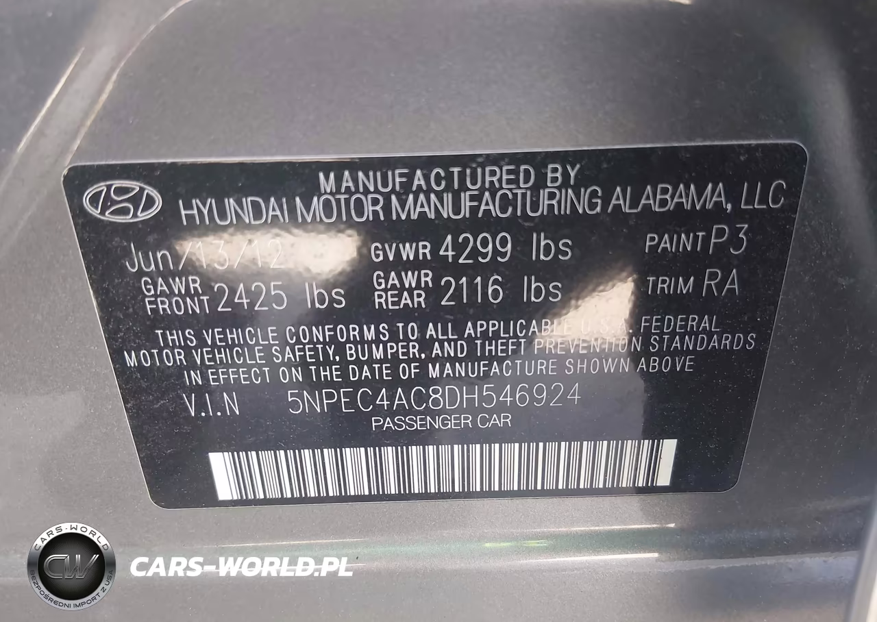 2013 Hyundai Sonata Limited VIN:5NPEC4AC8DH546924 - 9