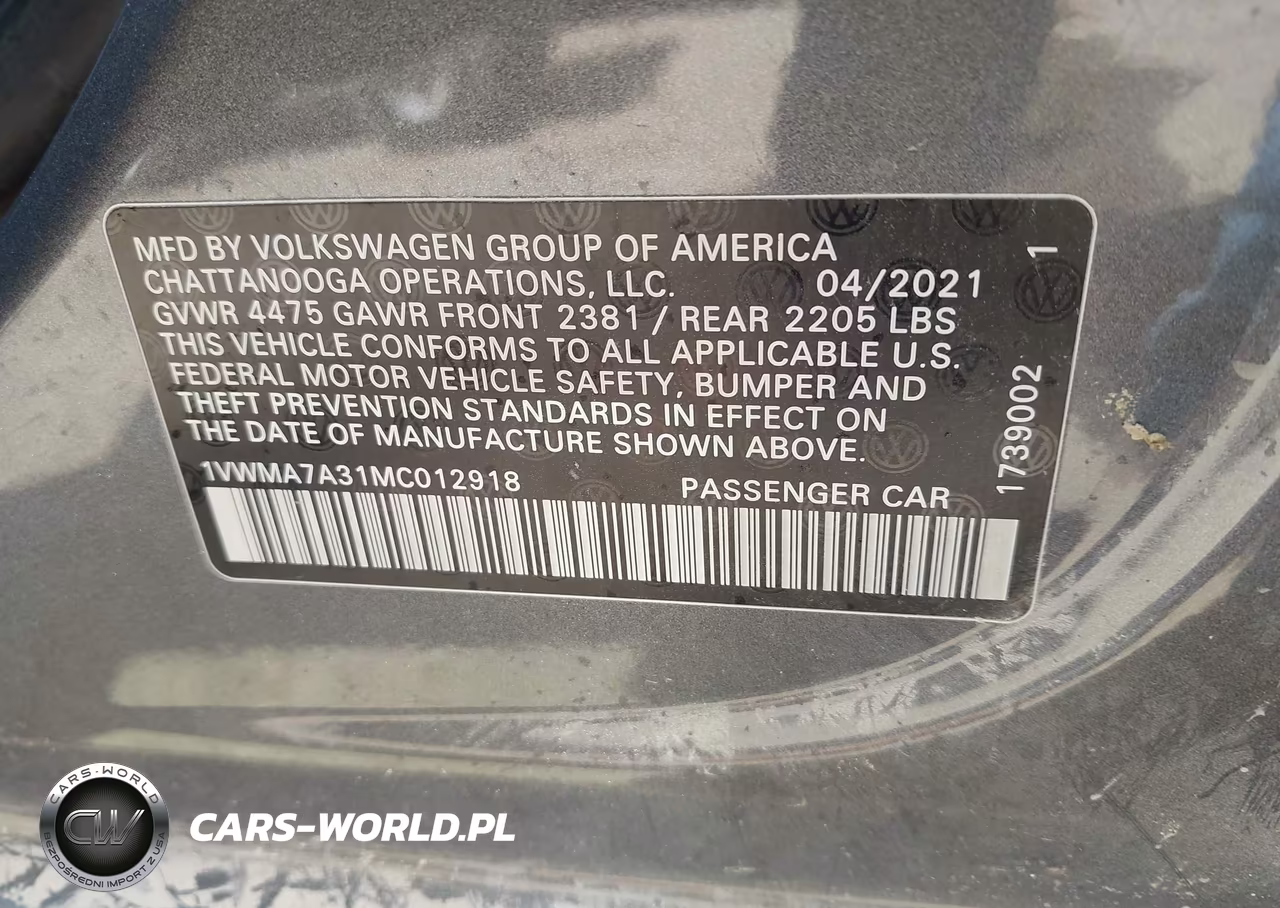 2021 Volkswagen Passat 2.0T R-Line VIN:1VWMA7A31MC012918 - 9