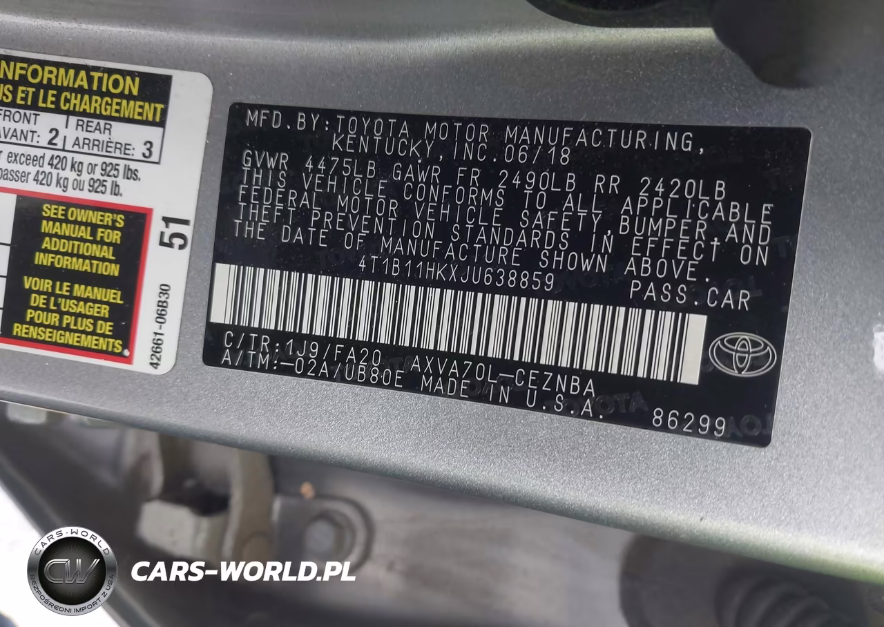 2018 Toyota Camry Le VIN:4T1B11HKXJU638859 - 9