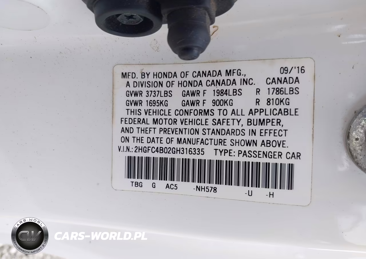 2016 Honda Civic Lx-P VIN:2HGFC4B02GH316335 - 9