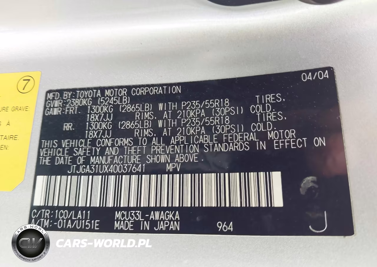2004 Lexus Rx 330 VIN:JTJGA31UX40037641 - 9
