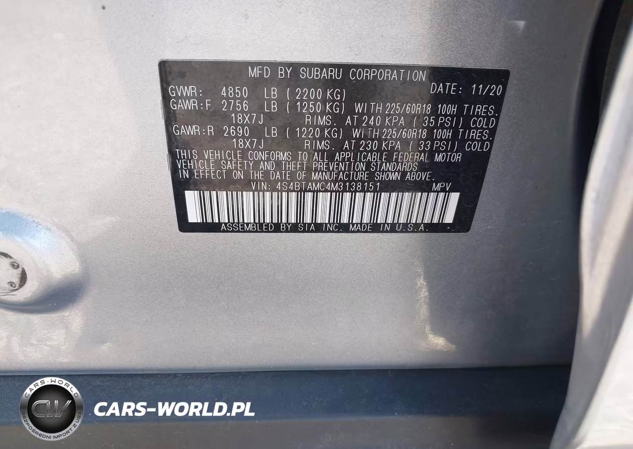 2021 Subaru Outback Limited VIN:4S4BTAMC4M3138151 - 9