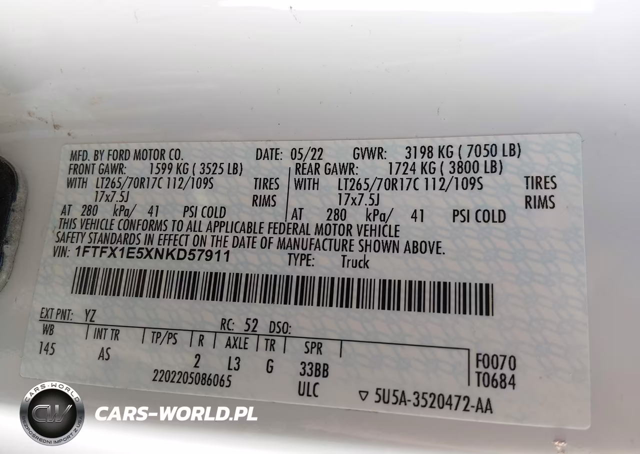 2022 Ford F-150 Xl VIN:1FTFX1E5XNKD57911 - 9