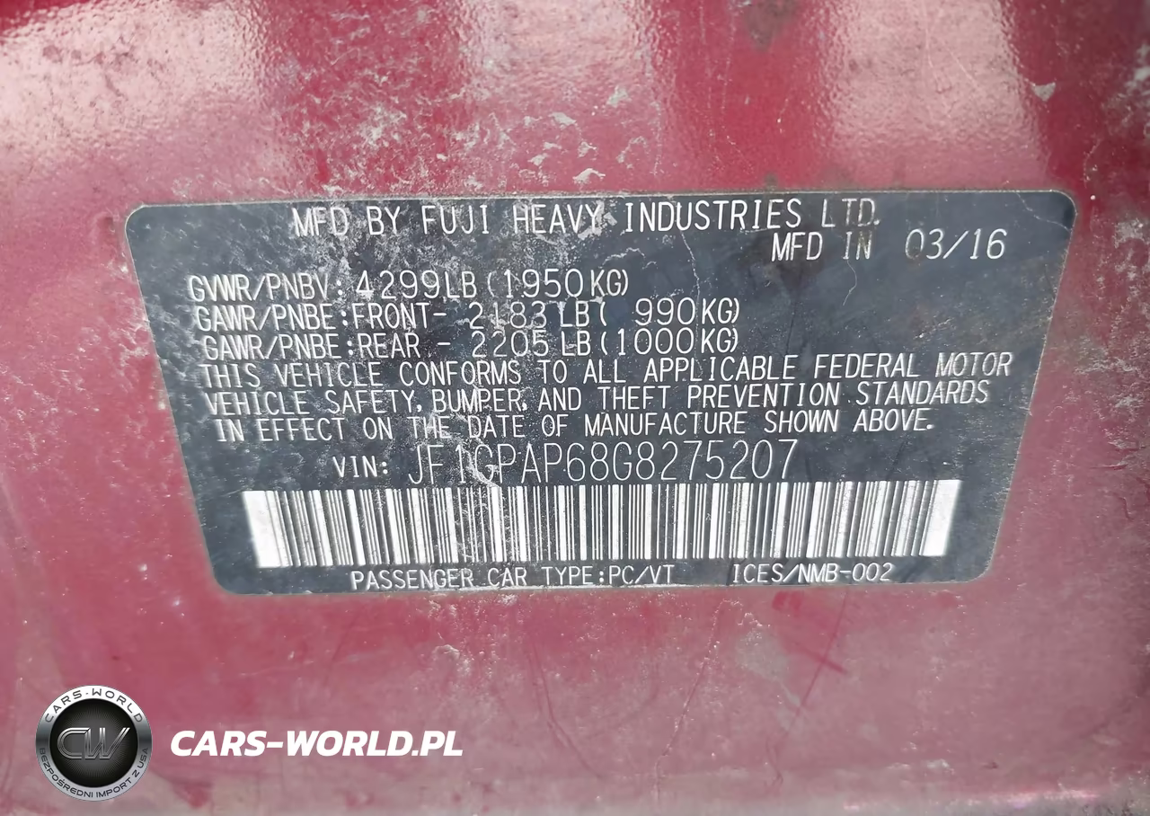 2016 Subaru Impreza 2.0I Sport Premium VIN:JF1GPAP68G8275207 - 9