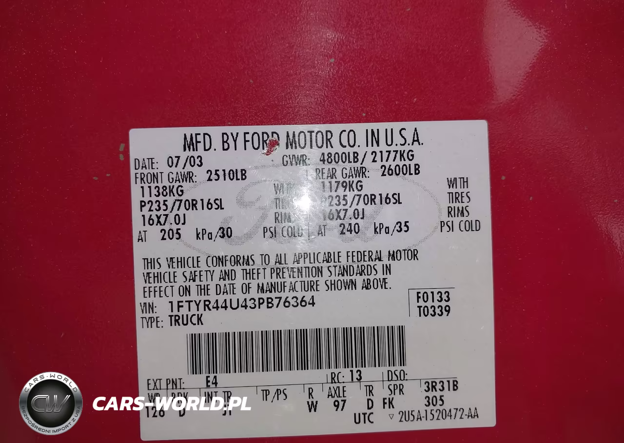 2003 Ford Ranger Edge-Tremor-Xlt VIN:1FTYR44U43PB76364 - 9