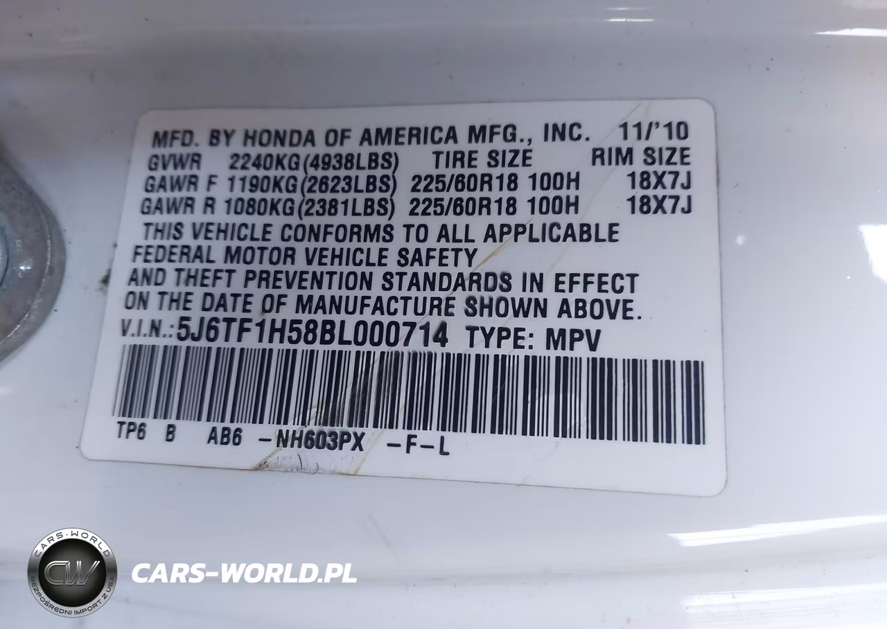 2011 Honda Accord Crosstour Ex-L VIN:5J6TF1H58BL000714 - 9