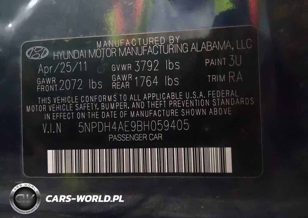 2011 Hyundai Elantra Gls VIN:5NPDH4AE9BH059405 - 9