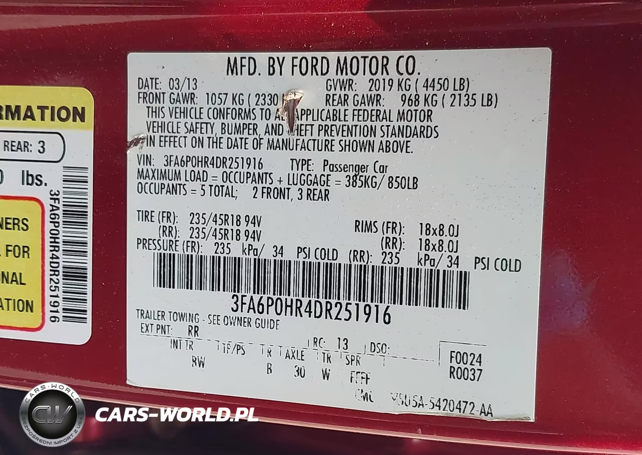 2013 Ford Fusion Se VIN:3FA6P0HR4DR251916 - 9