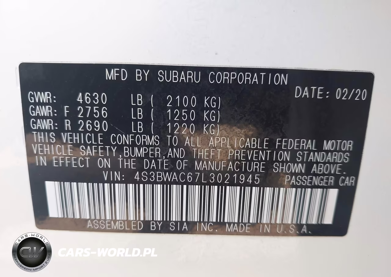 2020 Subaru Legacy Premium VIN:4S3BWAC67L3021945 - 9