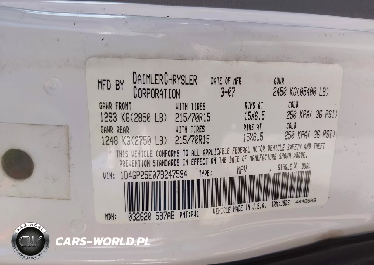2007 Dodge Caravan Se VIN:1D4GP25E07B247594 - 9