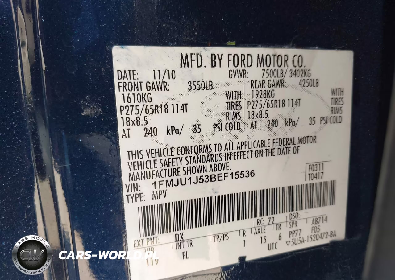 2011 Ford Expedition Xlt VIN:1FMJU1J53BEF15536 - 9