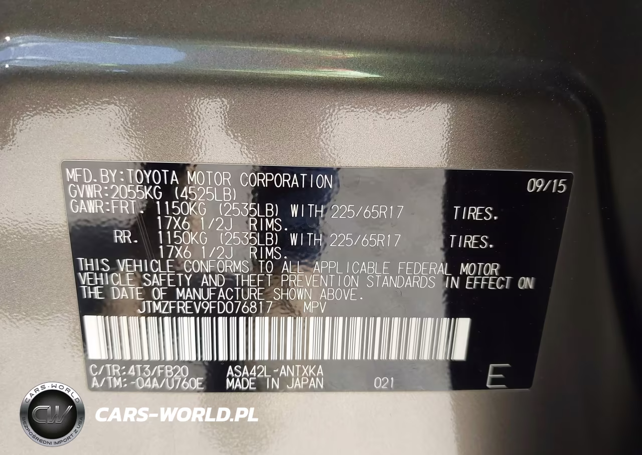 2015 Toyota Rav4 Le VIN:JTMZFREV9FD076817 - 9