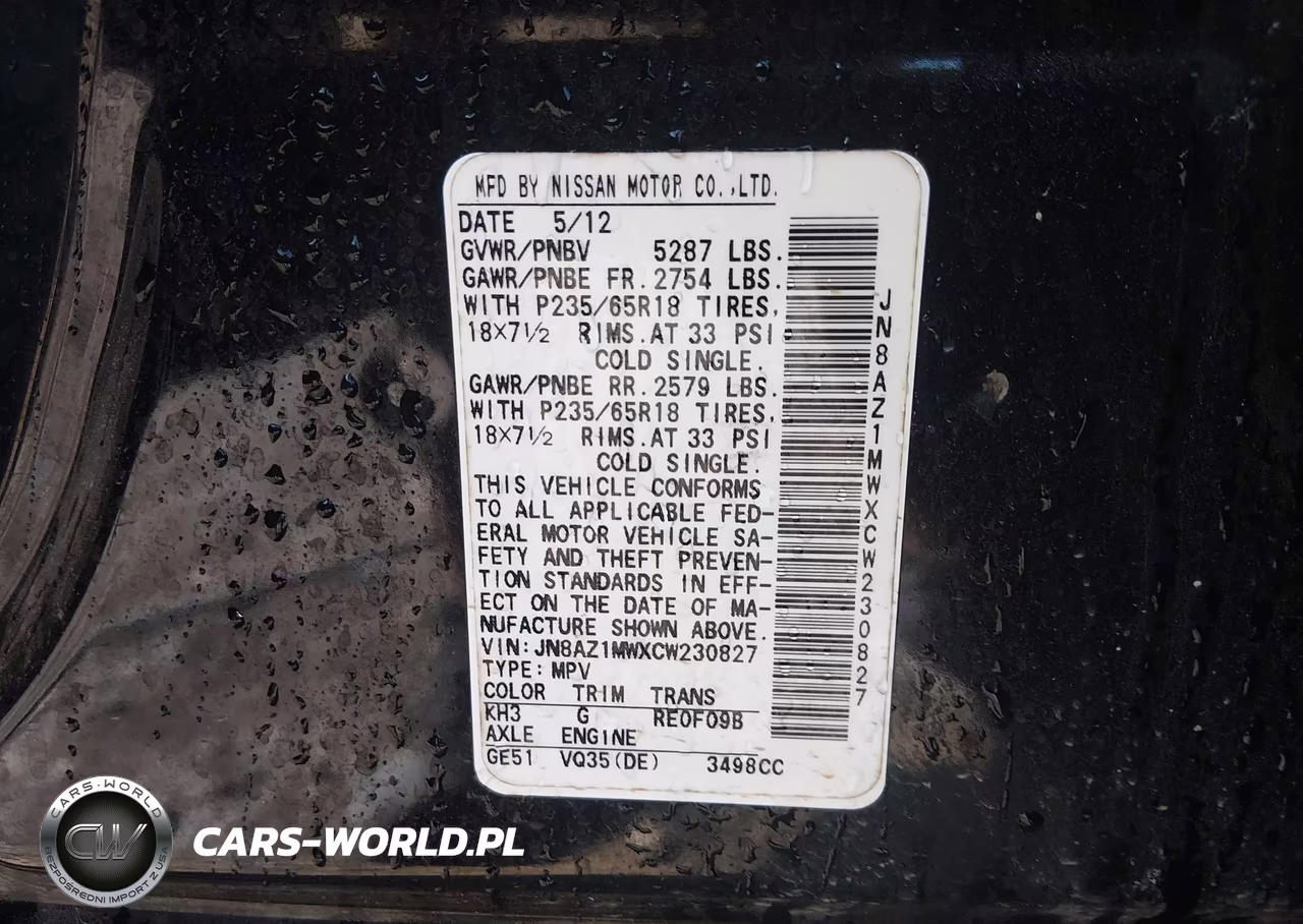 2012 Nissan Murano Sv VIN:JN8AZ1MWXCW230827 - 9