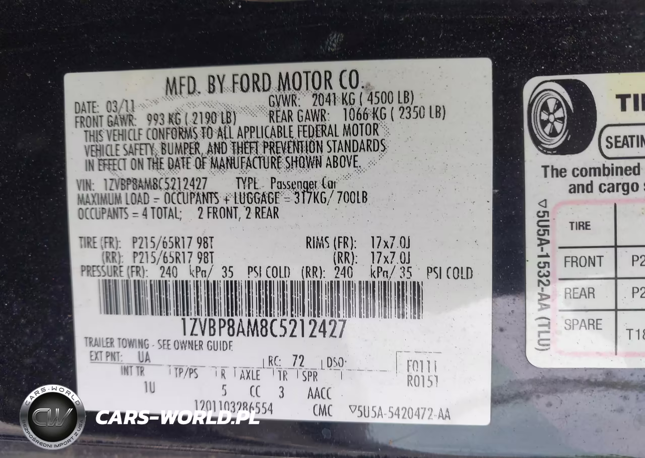 2012 Ford Mustang V6 VIN:1ZVBP8AM8C5212427 - 9