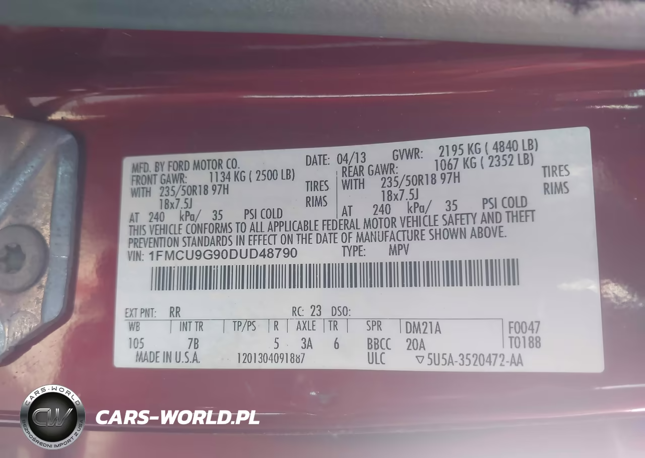 2013 Ford Escape Se VIN:1FMCU9G90DUD48790 - 9