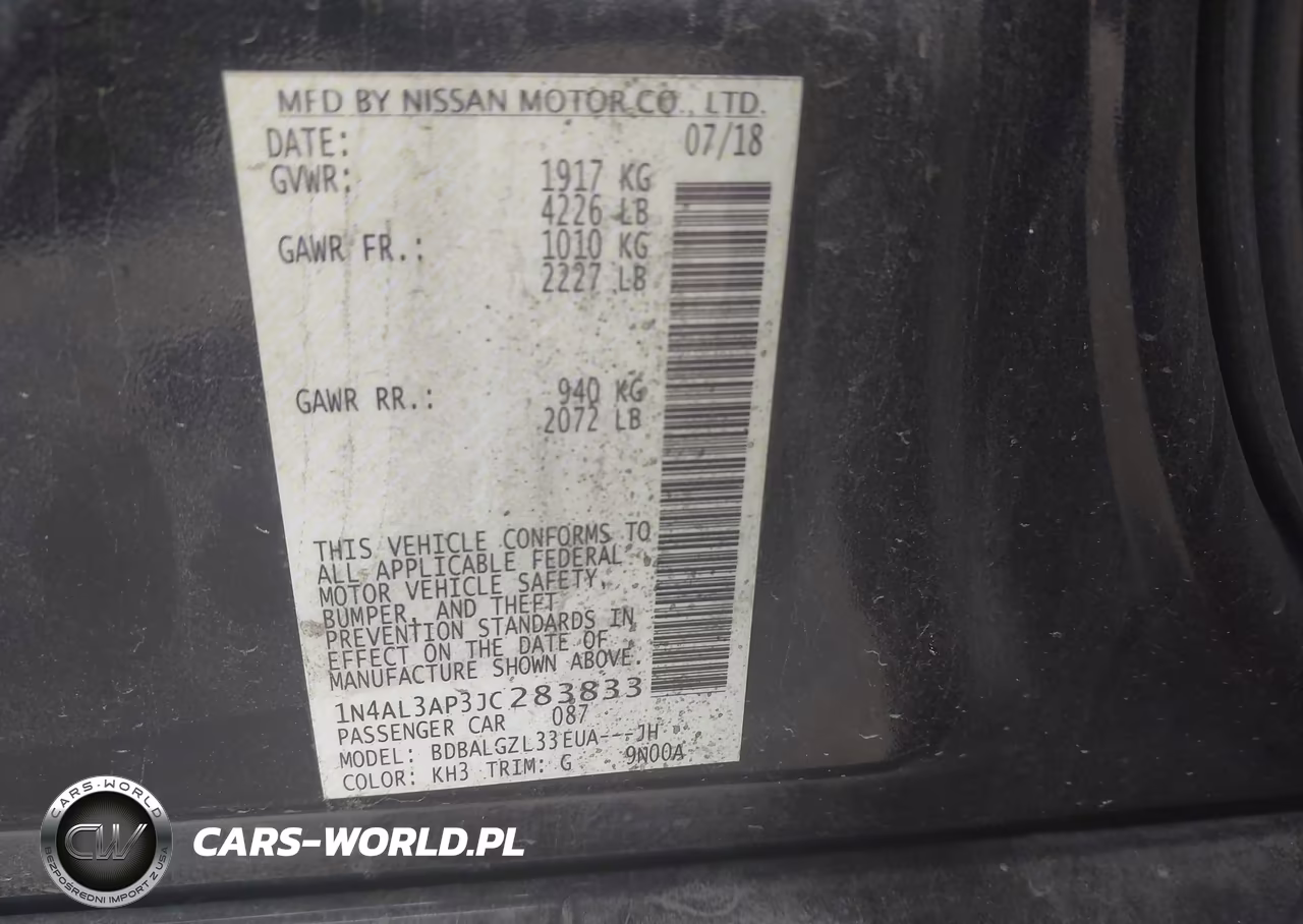 2018 Nissan Altima 2.5 S VIN:1N4AL3AP3JC283833 - 9